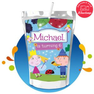 Ben and holly Capri Sun Birthday Labels Digital File Printable Instant Download