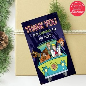 Scooby Doo Thank You Tag Customizable Template To Print At Home Instant Download