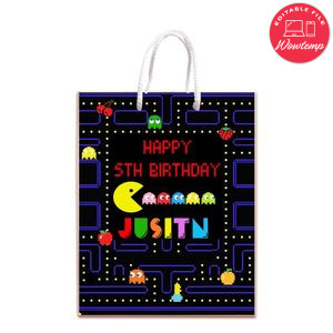 Pacman Gift Bag Label Template Printable Instant Download