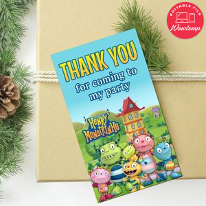 Henry Hugglemonster Thank You Tag Customizable Template To Print At Home Instant Download