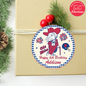 Ole Miss Circle Sticker Template Customizable To Print At Home Instant Download