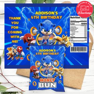 Sonic Honeybun Snack Bag Digital File Printable Instant Download