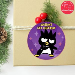 Badtz Maru Circle Sticker Template Customizable to Print at Home Instant Download