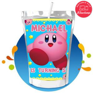 Kirby Capri Sun Birthday Labels Digital File Printable Instant Download