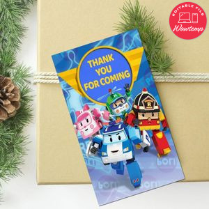 Robocar Poli Thank You Tag Customizable Template To Print At Home Instant Download