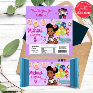 Gracie's corner Candy bar Label Customizable Template Instant Download