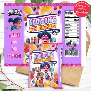 Starbeam Birthday Party Fruit Snack Bag Digital File Printable Instant Download