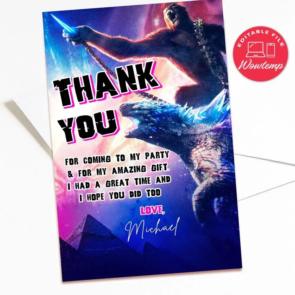 Godzilla X Kong: The New Empire Thank You Card Customizable Template ...