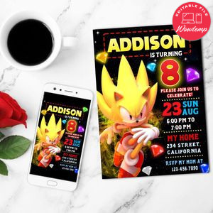 Super sonic Birthday Invitation Customizable Template to Print at Home Instant Download