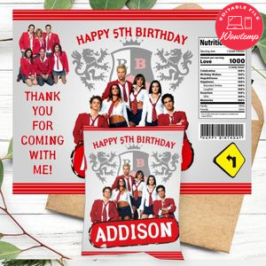 Rebelde Way Birthday Party Chip Bag Digital File Printable Instant Download