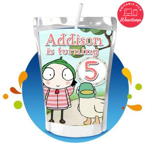 Sarah & Duck Capri Sun Birthday Labels Digital File Printable Instant Download