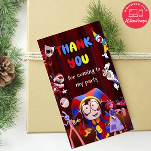 Digital Circus Thank You Tag Customizable Template To Print At Home Instant Download