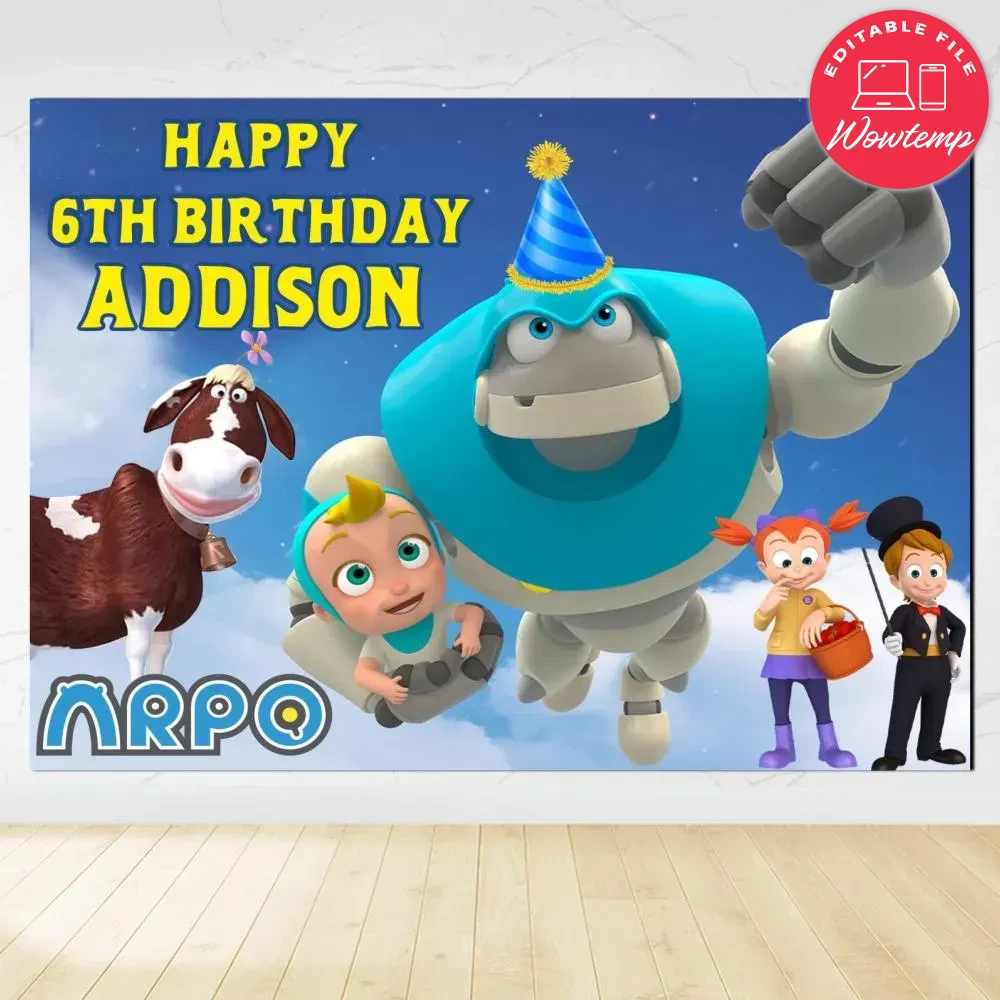 Arpo Birthday Backdrop Digital File Template | Wowtemp