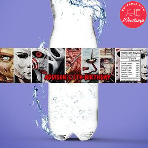 Friends horror movie Bottle Label Birthday Water Bottle Label Template to Print at Home Instant Download