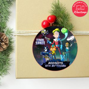 Final Space Circle Sticker Template Customizable to Print at Home Instant Download