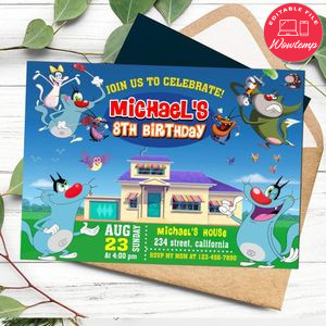 Oggy Invitation Customizable Template to Print at Home Instant Download