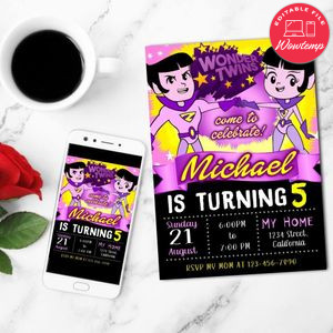 Wonder Twins Birthday Party Mobile Invite Customizable Template Instant Download
