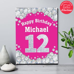 Shades of pink Birthday Welcome Sign Digital File Printable Instant Download