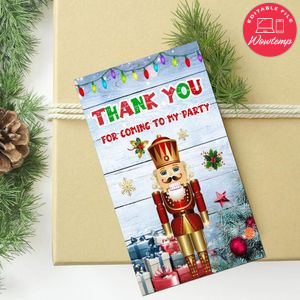 Christmas Nutcracker Thank You Tag Customizable Template To Print At Home Instant Download