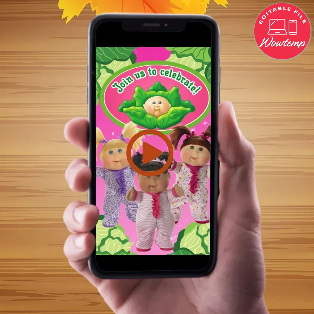 Cabbage Patch Kids Video Invitation Digital Template DIY | Wowtemp