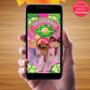 Cabbage Patch Kids Birthday Video Invitation Digital Template Customizable Instant Download