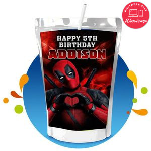 Deadpool Capri Sun Birthday Labels Digital File Printable Instant Download