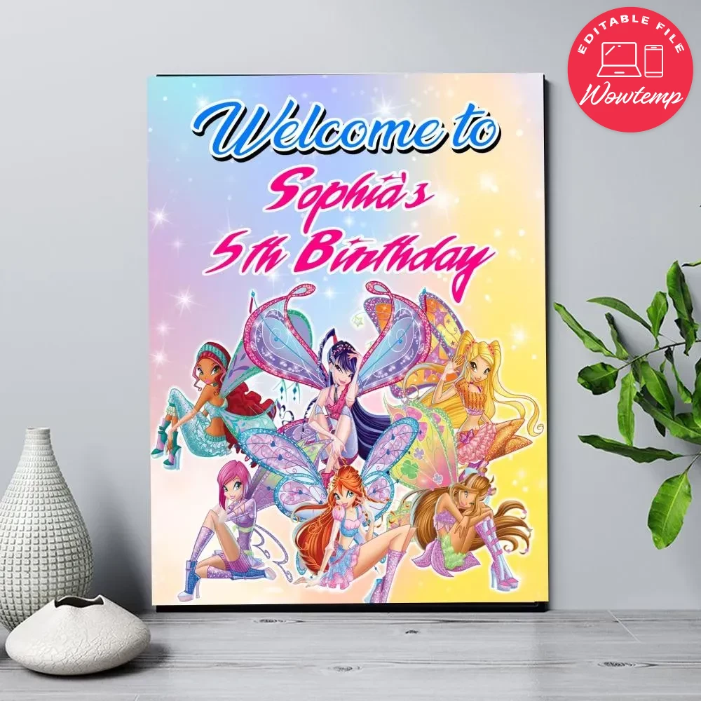 Winx Birthday Welcome Sign Digital File Printable DIY | Wowtemp