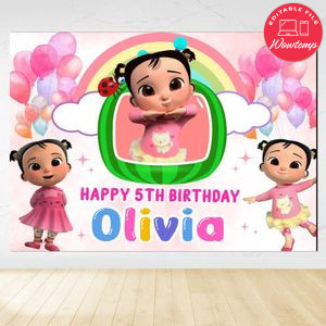 Cece Cocomelon Birthday Backdrop Digital File Template Instant Download