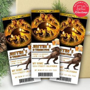 Jurassic World Dominion Ticket Invitation Customizable Template Instant Download