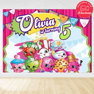 Shopkins Birthday Backdrop Digital File Template Instant Download