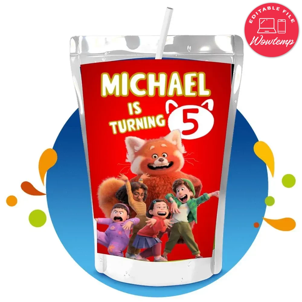 Pixar Turning Red Capri Sun Birthday Digital File Printable | Wowtemp