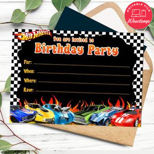 Hot Wheels fill in blank Invitation Customizable Template to Print at Home Instant Download
