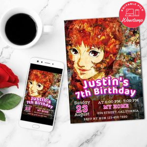 Paprika Birthday Mobile Invite Customizable Template Instant Download