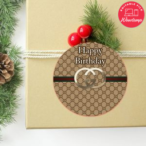 Gucci Circle Sticker Template Customizable to Print at Home Instant Download