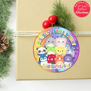 Squishmallow Circle Sticker Template Customizable to Print at Home Instant Download