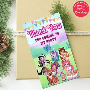 Enchantimal Thank You Tag Customizable Template To Print At Home Instant Download