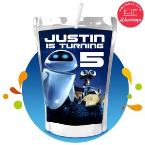 Wall e Capri Sun Birthday Labels Digital File Printable Instant Download