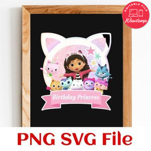 Gabby's Dollhouse first birthday Customer request PNG file template