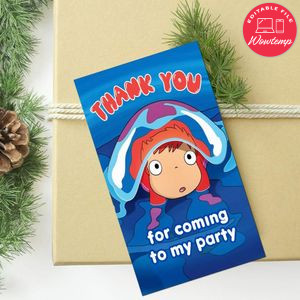 Ponyo Thank You Tag Customizable Template To Print At Home Instant Download