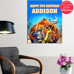 Paws Of Fury Birthday Poster Digital File Printable Instant Download