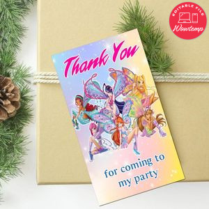 Winx Thank You Tag Customizable Template To Print At Home Instant Download