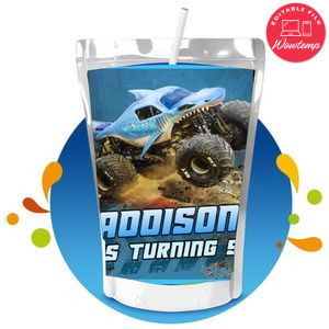 Megalodon monster Capri Sun Birthday Labels Digital File Printable Instant Download