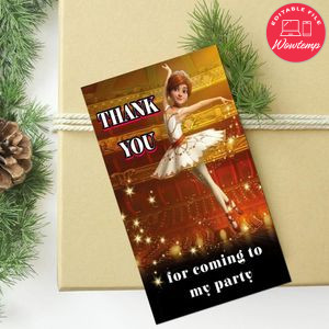 Ballerina film Thank you tag Customizable Template to Print at Home Instant Download