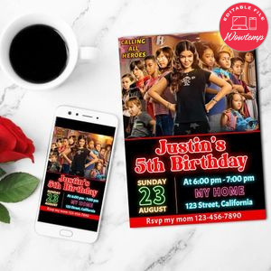 We can be heroes Birthday Invitation Customizable Template to Print at Home Instant Download