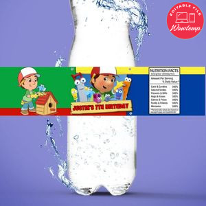 Handy Manny Birthday Water Bottle Label Template to Print at Home Instant Download