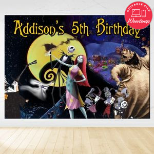 Nightmare Before Christmas Birthday Backdrop Digital File Template Instant Download