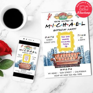 Friends Birthday Mobile Invite Customizable Template Instant Download