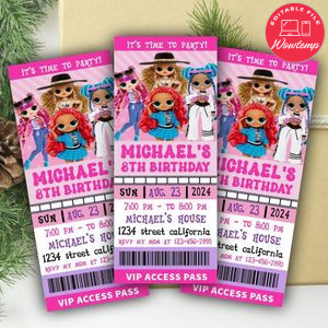 Omg Surprise Ticket Invitation Customizable Template Instant Download