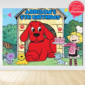 Clifford Birthday Backdrop Digital File Template Instant Download