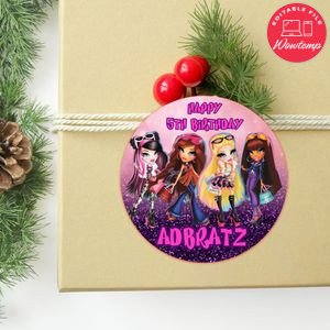 Bratz Circle Sticker Template Customizable to Print at Home Instant Download